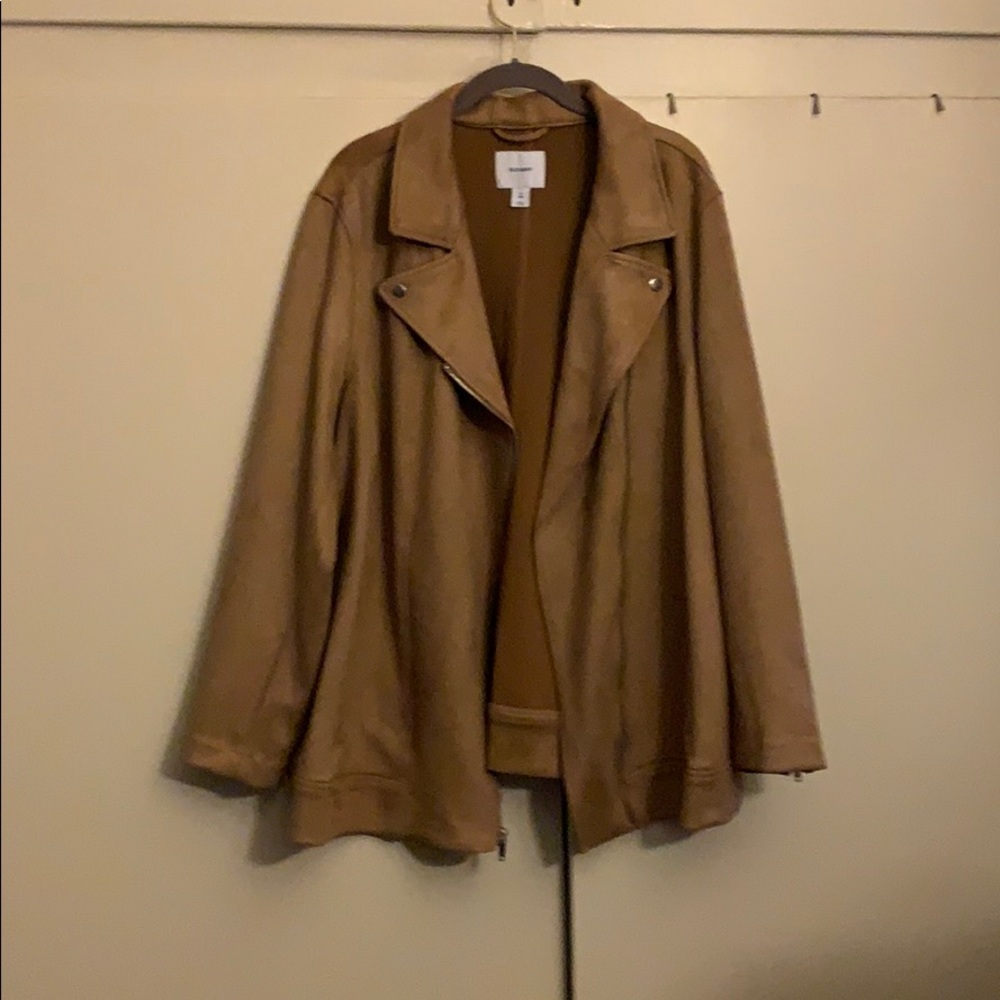 Camel faux suede moto jacket